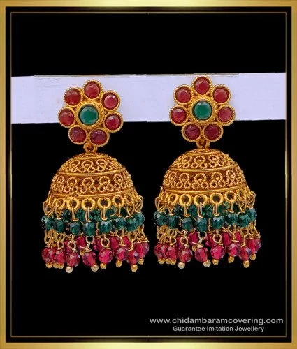 Buy Antique Lakshmi Temple Jhumkas Gold Earrings Collection ER2279