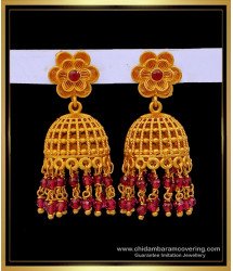 ERG1678 - Trendy Temple Jewellery Floral Pattern Jhumkas for Girls