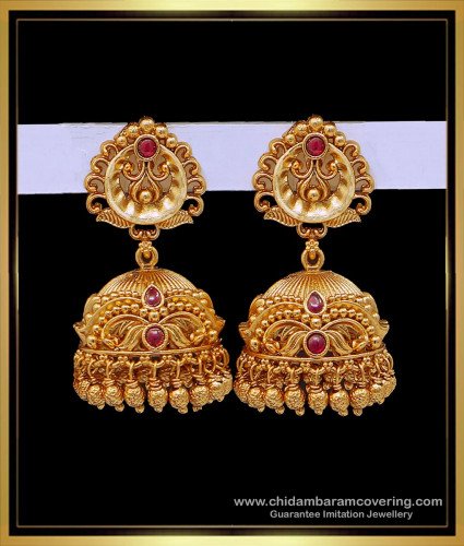 ERG1681 - First Quality Antique Temple Jewellery Jhumkas Designs 
