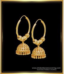 ERG1686 - 1 Gram Gold Plated Hoop Earrings Jhumka Design Online