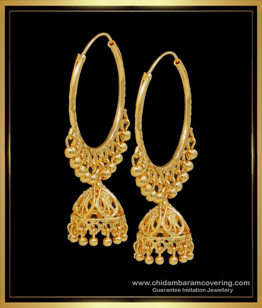 Latest Gold Plated Big Jhumka Hoop Earrings for Women