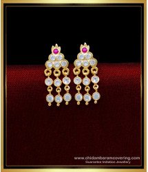 ERG1696 - Best Quality Impon Jewellery Three Line Stone Stud Earrings 