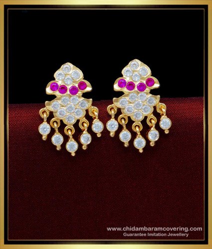 ERG1697 - Latest Impon Jewellery Collection White Stone Stud Earrings 
