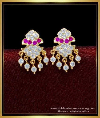 Traditional Floral Gold and Diamond Stud Earrings