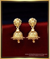 ERG1701 - Small Daily Use Gold Plated Jhumka Earrings Online 