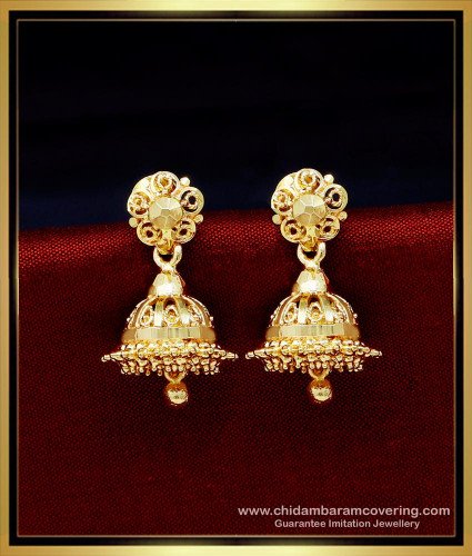 ERG1701 - Small Daily Use Gold Plated Jhumka Earrings Online 