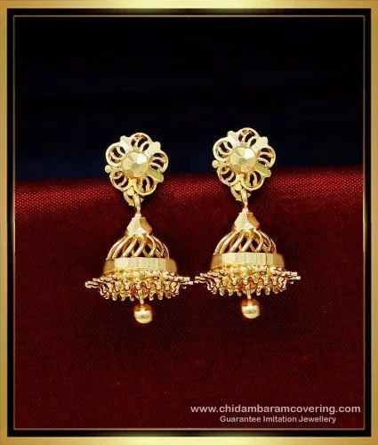 Light weight jhumkas yellow and cz stone with beads hangings – Maatshi