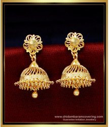 ERG1708 - South Indian Bridal Wear Earrings Jimikki Kammal Design 