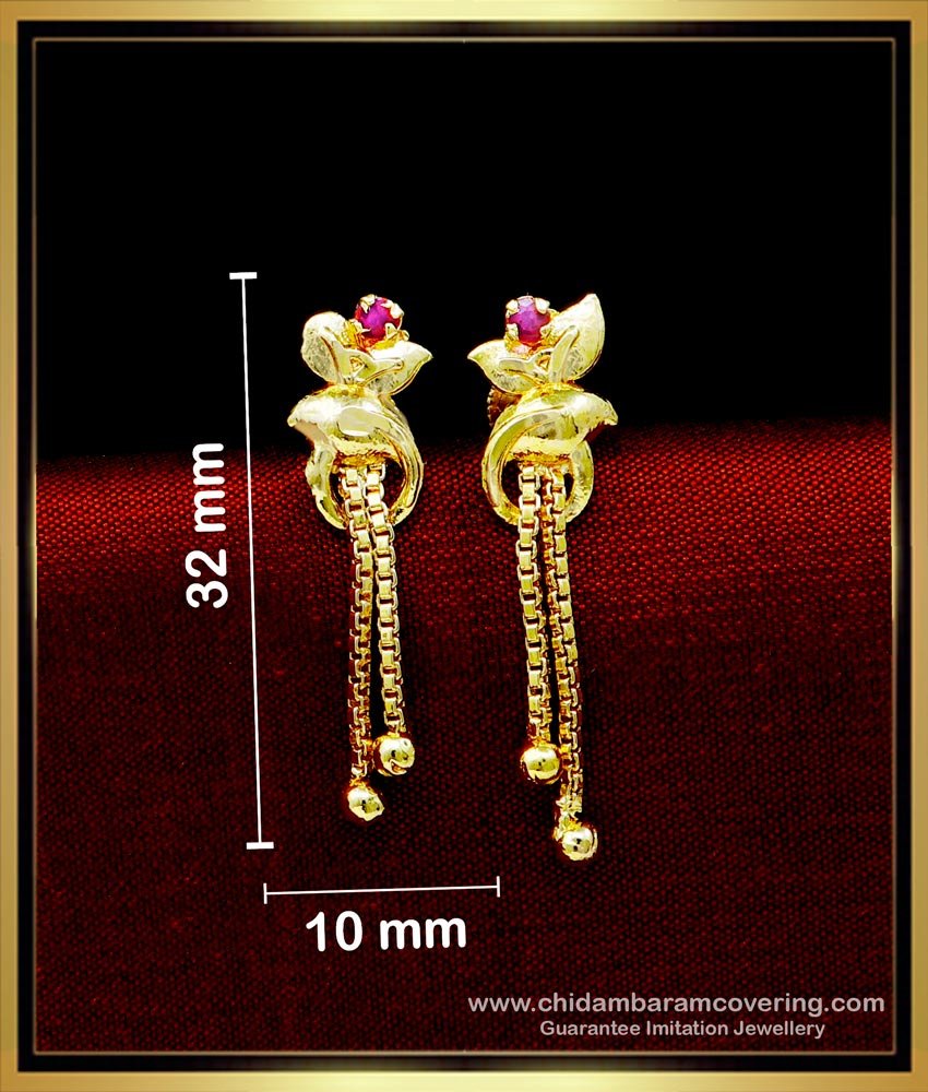New Design Ruby Stone 1 Gram Gold Earrings Online