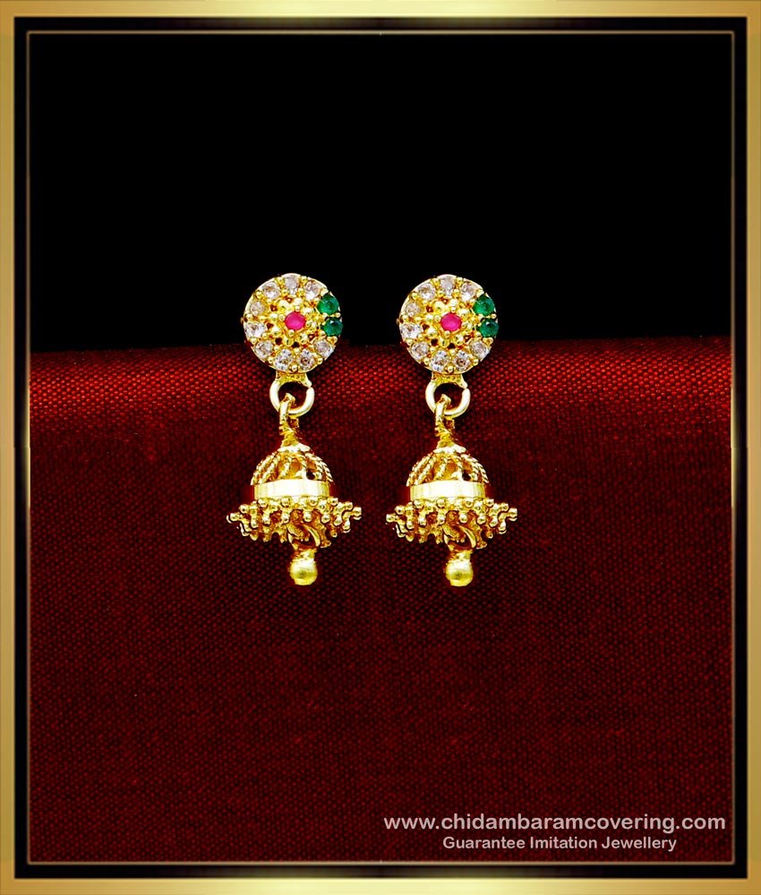 Cute Small Daily Use 1 Gram Gold Jhumka Earrings Online