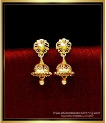 ERG1713 - Small Daily Use One Gram Gold Jhumka Earrings Design