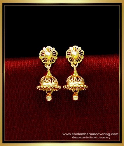 ERG1713 - Small Daily Use One Gram Gold Jhumka Earrings Design