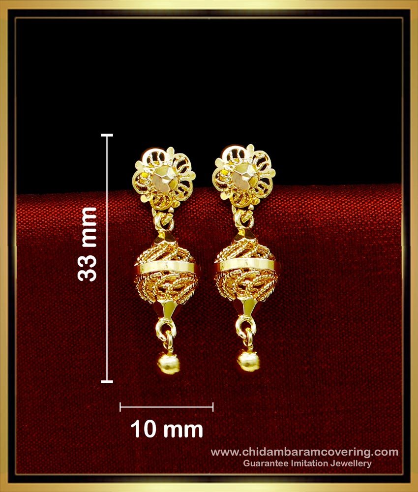 1 Gram Gold Plated Cage Earrings Gold Design for Girls