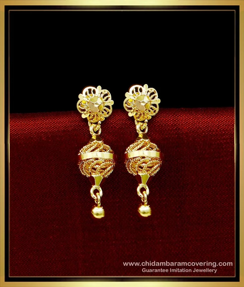 1 Gram Gold Chandbali Earrings with Semi Emeralds – Sakkhi Style