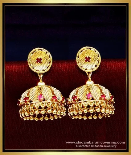 Buy Awesome Beautiful Indian Earrings, Antique Gold Jhumka,south Indian  Wedding, Bridal Earrings, Ear Chain Jhumka Earrings Online in India - Etsy