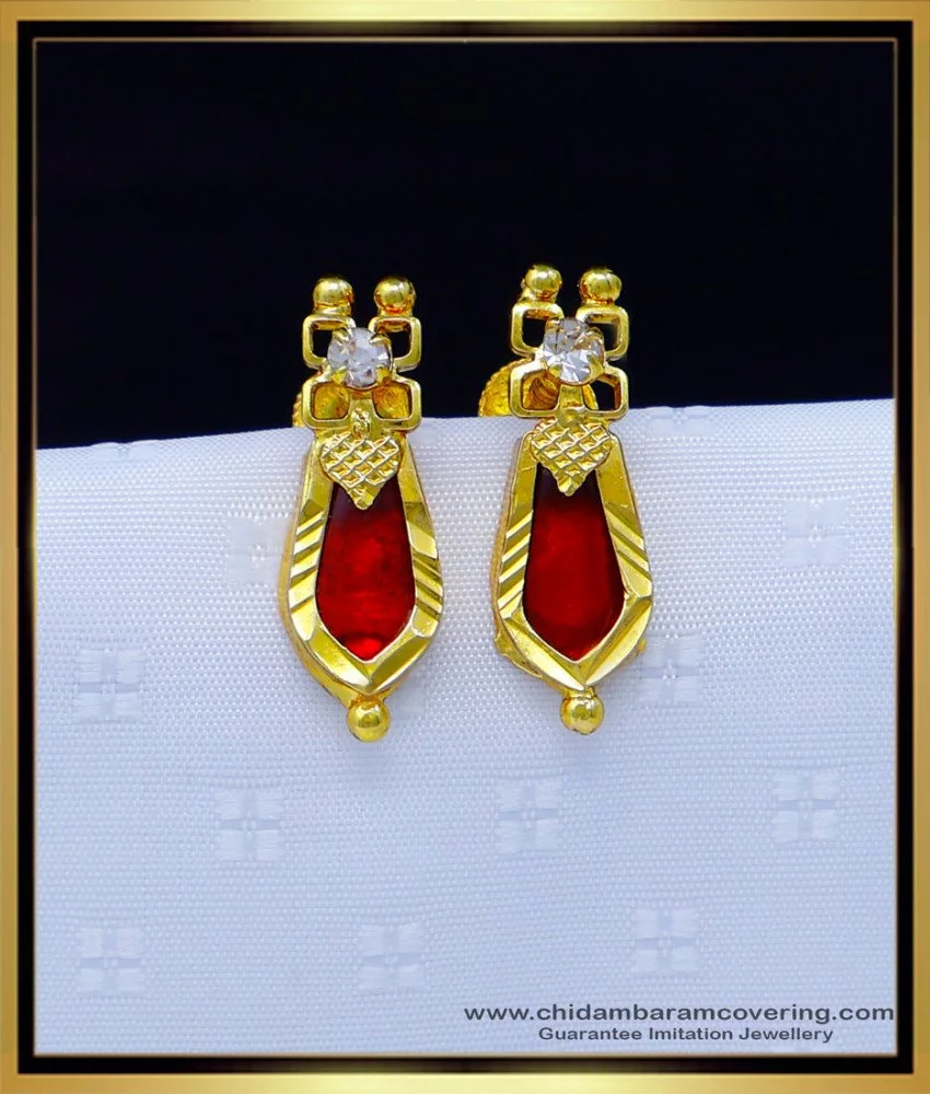 Buy Beautiful Ruby Stone Gold Earrings Design Small Hoop Earrings for Daily  Use
