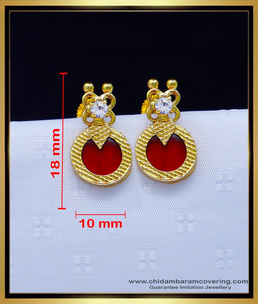Buy Kerala Palakka Stud Design 1 Gram Gold Jewellery