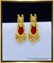 Erg1732 - Gold Plated White Stone Red Nagapadam Earrings Online