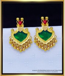 Erg1740 - Kerala Green Palakka Earrings Gold Plated Jewellery Online