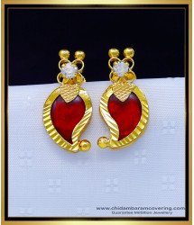 Erg1741 - Gold Plated Big Size Red Palakka Manga Earrings Buy Online