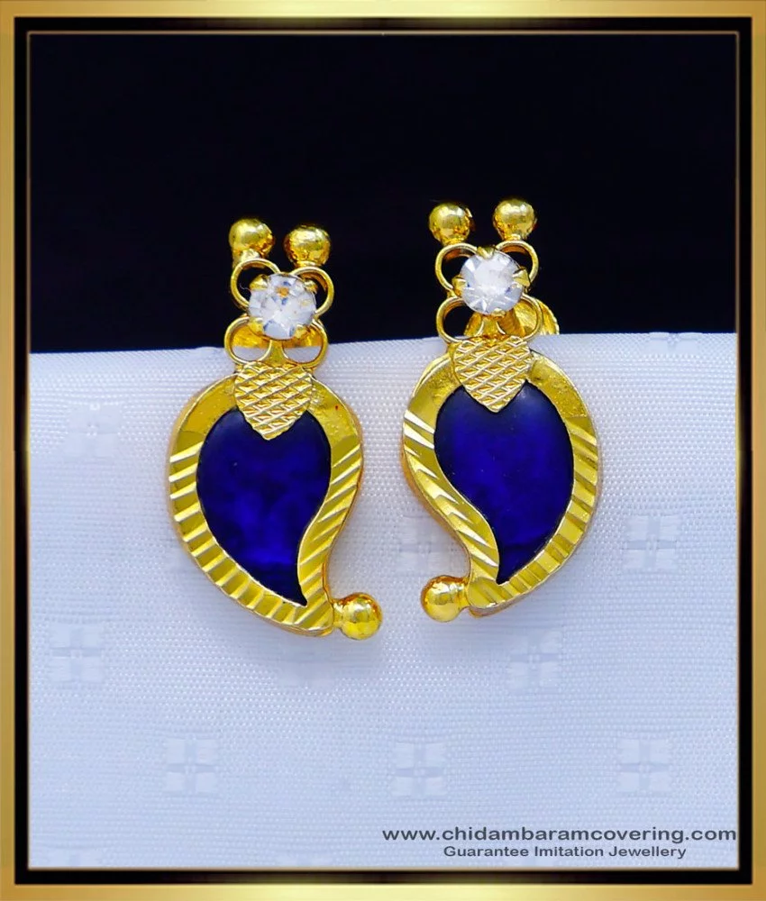 Buy Women's Blue Color Stone Oxidised Stud Earrings By Bindhani