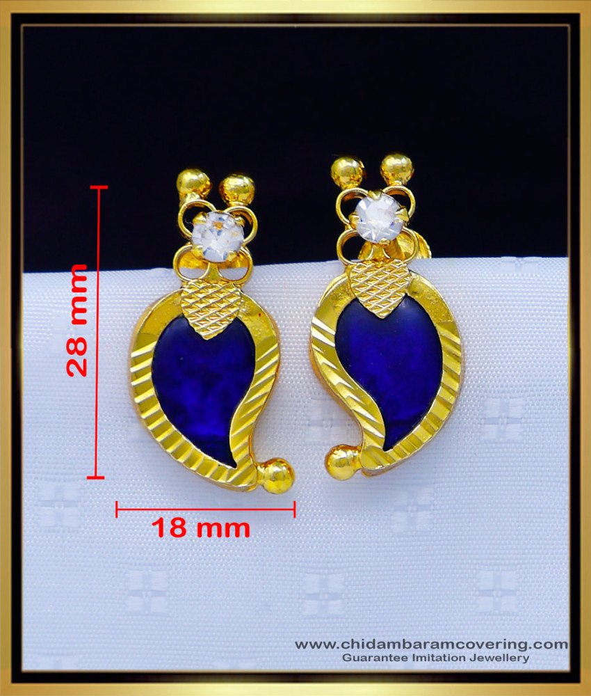  Palaka manga earrings gold,  Palaka earrings studs, palakka earrings,  Manga earrings studs, Palakka earrings gold plated