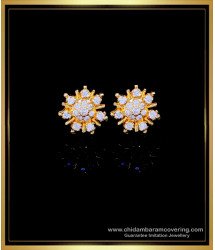 ERG1744 - White Stone Flower Design 1 Gram Gold Earrings Online