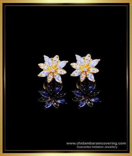 ERG1746 - Gold Plated Flower Design Ad Earrings Tops for Girls
