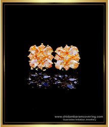 ERG1747 - American Diamond Party Wear Gold Plated Earrings Studs