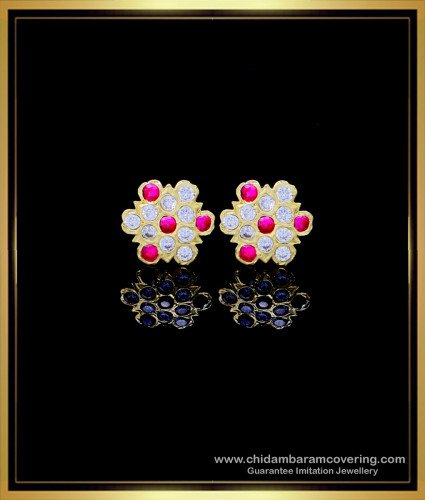 ERG1764 - Five Metal Gold Stone Earrings Designs for Daily Use 