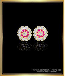 ERG1769 - Impon Jewellery Flower Design Stone Ear Studs Designs 