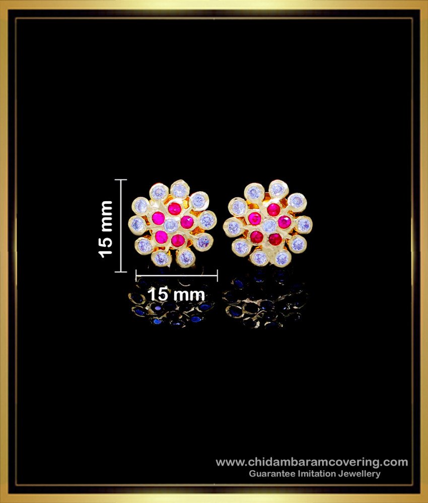  Impon jewellery online india, impon jewellery online, stone stud earrings, ear studs with stones, ear studs designs, Gold plated impon jewellery online, impon kammal price, 
