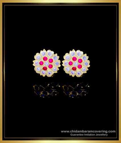 ERG1771 - Elegant Flower Design Stone Earrings Studs for Women