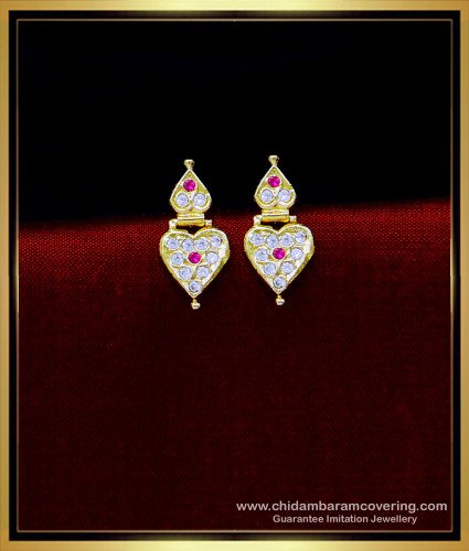ERG1775 - Impon Stone Tops Gold Earrings Designs for Daily Use