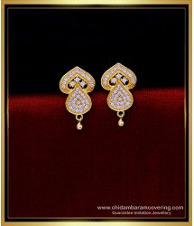 ERG1777 - Elegant White Stone Daily Use Gold Covering Earrings Designs