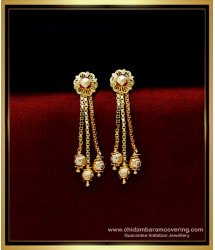 ERG1781 - One Gram Gold 3 Line Daily Wear Gold Earrings Designs 