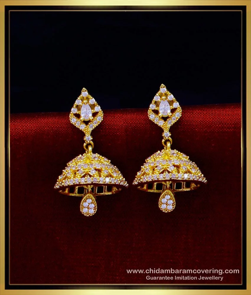 Brass Golden Artificial Ladies Earrings Small