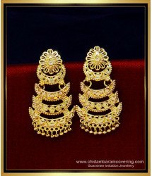 ERG1786 - Traditional South Indian 3 Layer Earrings for Bridal