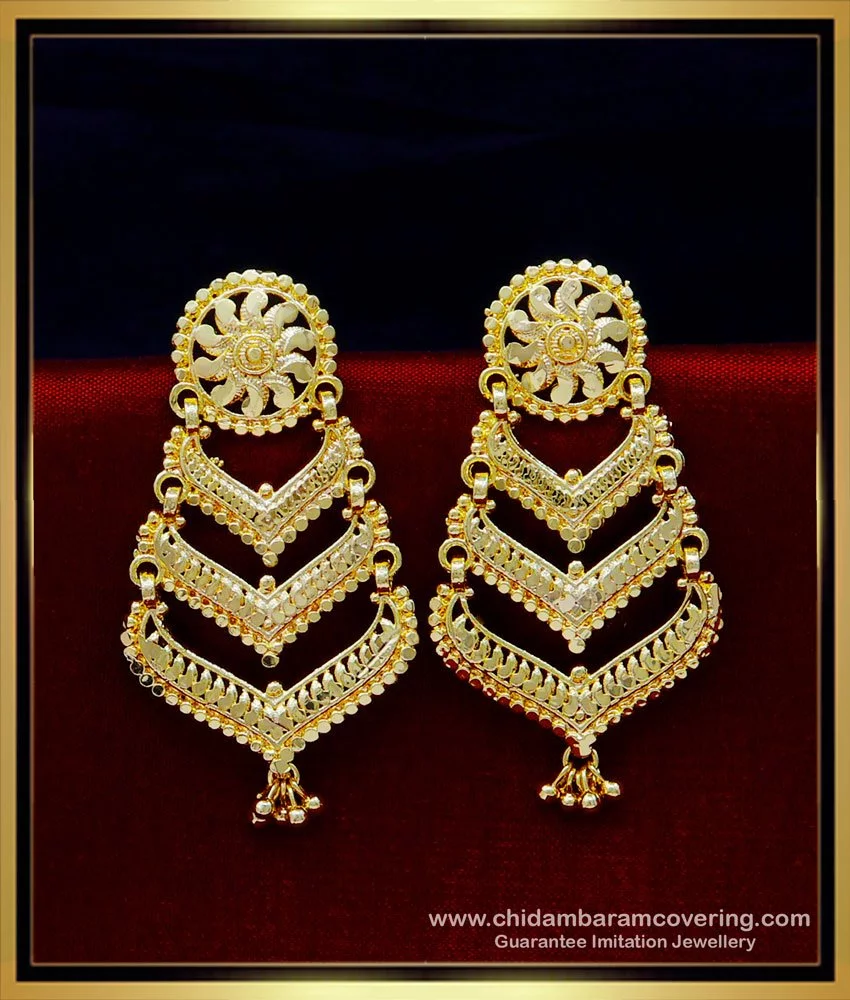 Yellow Gold Bridal Earrings |Gold Earrings with CZ & Pearls for Brides –  PoetryDesigns