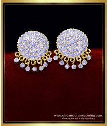 ERG1795 - Real Gold Design Impon White Stone Stud Earrings for Women 