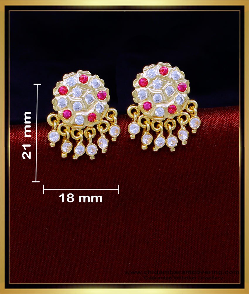 imitation jewelry,1 gm gold plated ear ring design, Kallu thodu designs, stud for women, stone earrings, kal thodu, impon thodu, impon earrings, 