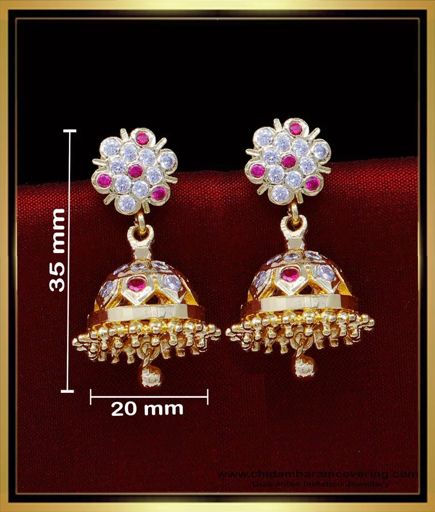 3 Layer Embossed Stone Stud Earrings Traditional Screw Lock Gold Plated  ER25188