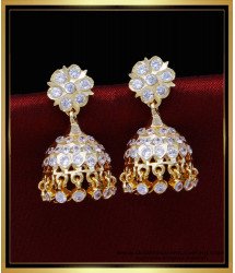 ERG1813 - Gold Plated White Stone Impon South Indian Jimiki Design