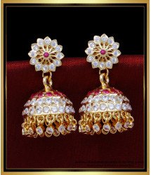 ERG1816 - Bridal Wear Gold Design Impon Big Stone Jhumkas Online Shopping