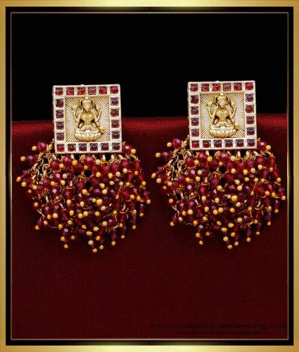 Order Navaratna Temple Silver Earrings Online From Sri Selvalakshmi  Jewellers,Namakkal