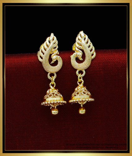 ERG1823 - Peacock Design Jhumka Earrings Daily Use Kammal for Girls 