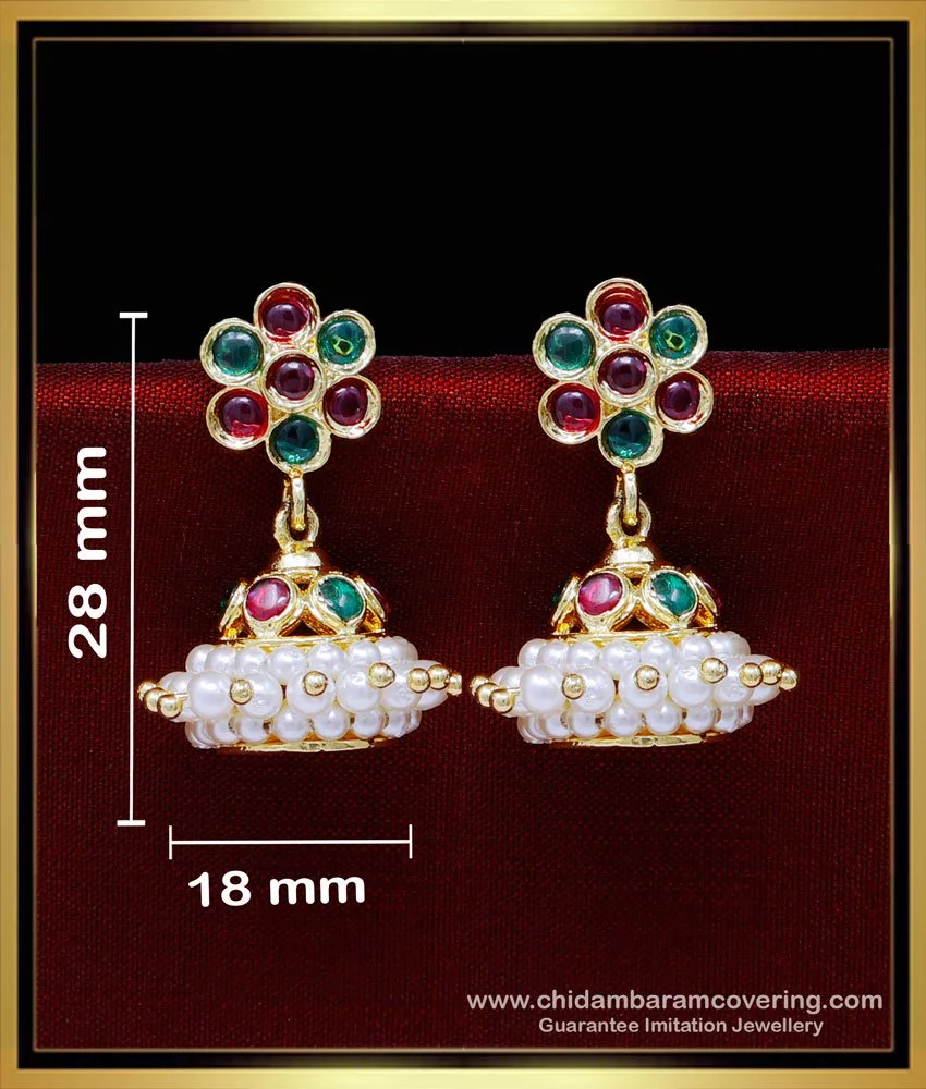 Buy online White Kundan Crystal Pearl Jhumka Earring Set from Imitation  Jewellery for Women by Parijaat for ₹719 at 50% off | 2024 Limeroad.com