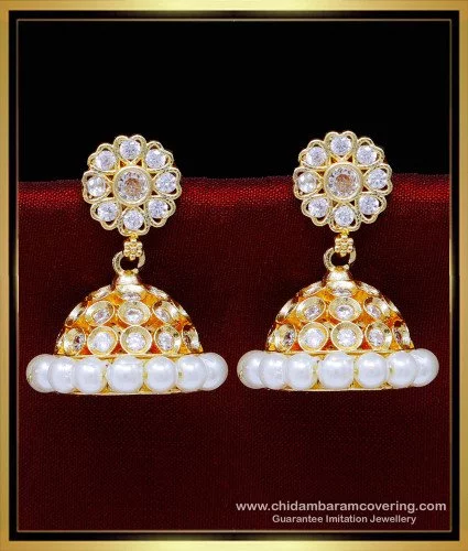 Indian Designer Jhumka Earrings Silver Finish CZ Earrings #56604 | Buy  Traditional Earrings Online