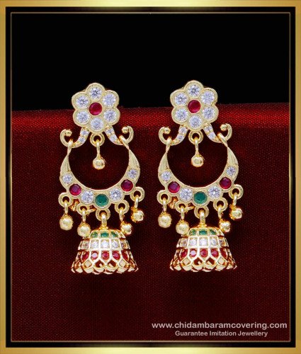 ERG1833 - Latest Chandbali Earrings One Gram Gold Impon Jewellery