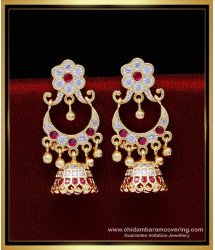 ERG1834 - New Model Impon Stone Gold Chand Bali Earrings Design
